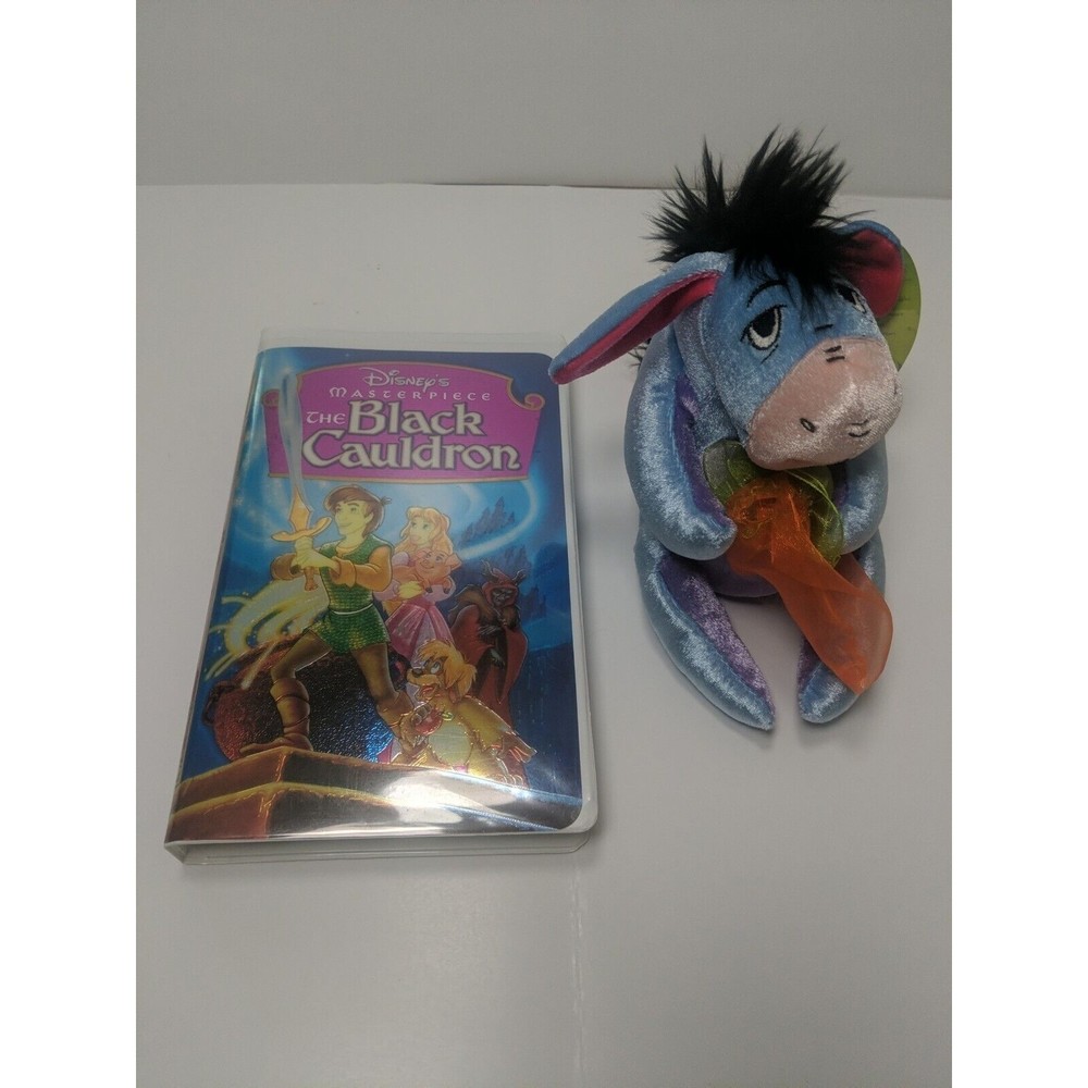 Disney Store EEYOREVintage2000 Plush Easter Collection w FREE Black Cauldron VHS